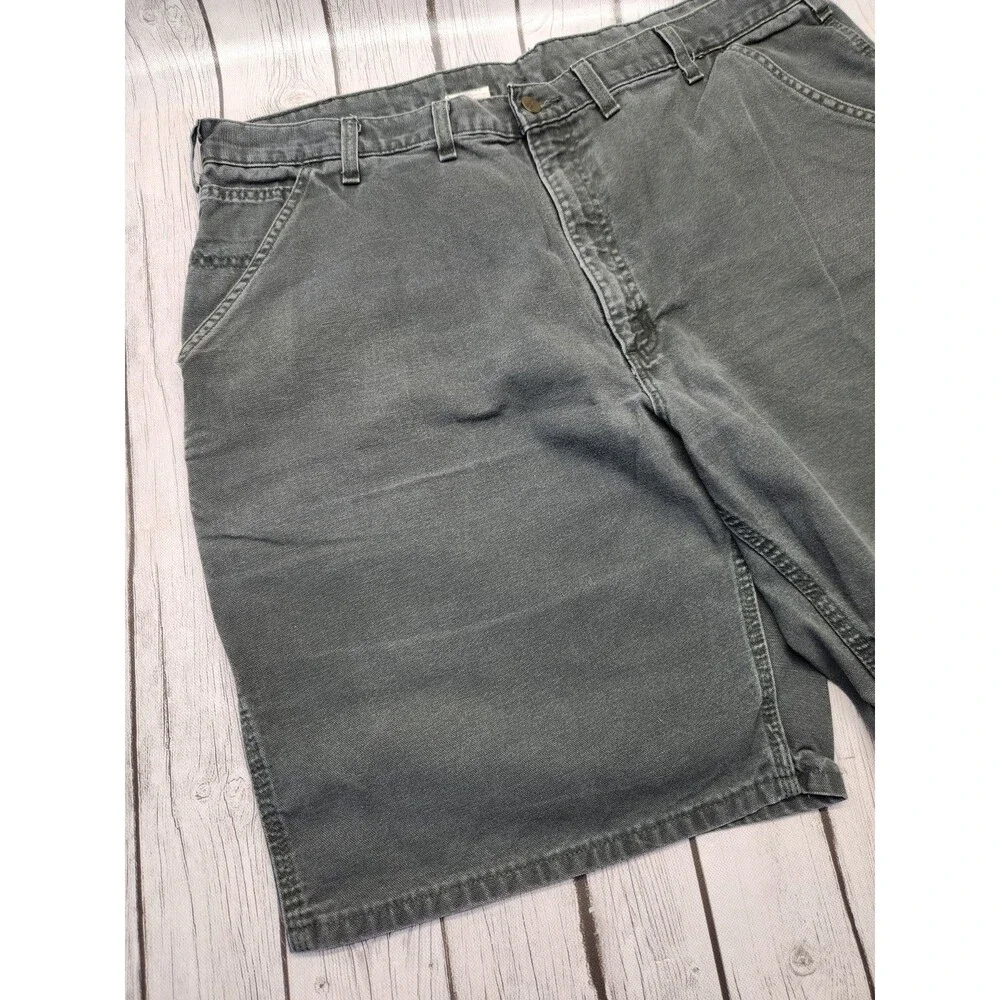 Carhartt B149 OLD Mens 44 Oil Green Canvas Carpenter Cargo Shorts Y2K Vintage